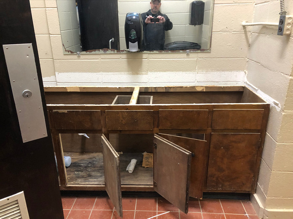 Demo of bathroom counters for replacement